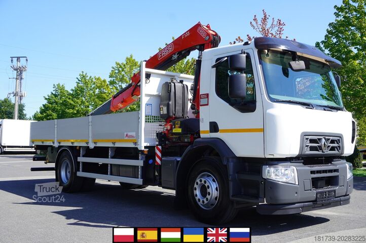 Tovornjak z ravno ploščo in dvigalom Renault C280 DTI 8 / FASSI crane 5.6T / range 8m