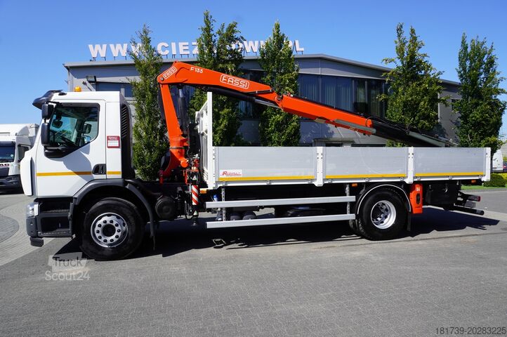 Tovornjak z ravno ploščo in dvigalom Renault C280 DTI 8 / FASSI crane 5.6T / range 8m