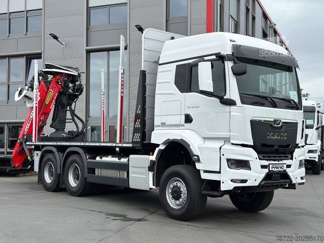 Φορτηγό μεταφοράς ξυλείας MAN TGS 33 520 6x6BL Kurzholz Plattform Epsilon Kran
