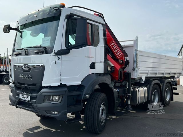 Τρίπλευρο ανατρεπόμενο φορτηγό MAN TGS 26.400 6x4 Krankipper Fassi/SOFORT VERFÜGBAR