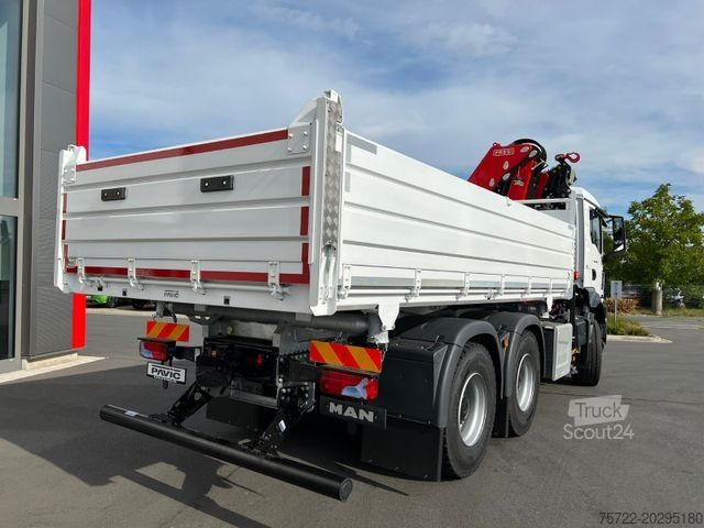 Τρίπλευρο ανατρεπόμενο φορτηγό MAN TGS 26.400 6x4 Krankipper Fassi/SOFORT VERFÜGBAR