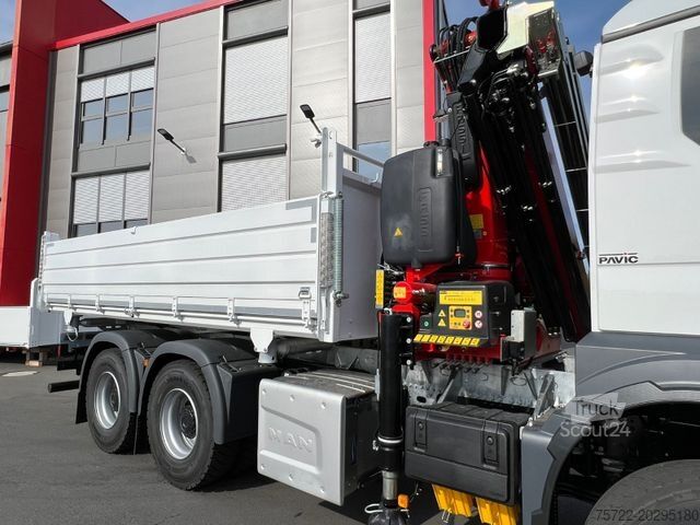 Τρίπλευρο ανατρεπόμενο φορτηγό MAN TGS 26.400 6x4 Krankipper Fassi/SOFORT VERFÜGBAR