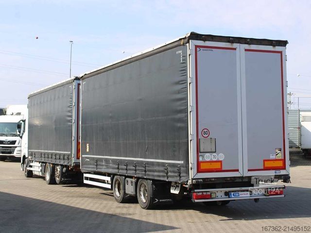 Samochód ciężarowy z plandeką typu platforma VOLVO FH 500, TRANSIT SET, LIFTING AXLE, VEB +, NAVI