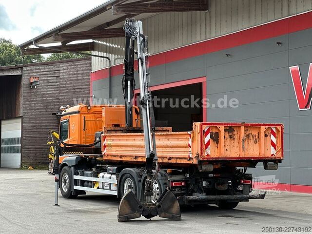 Camião porta-contentores de gancho MERCEDES-BENZ Actros 2546L 6x2 Lenk-/Lift Abroller mit Kran