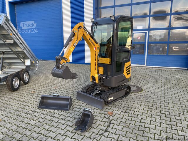 Minigraafmachine met kipperaanhanger en oprijplaten Berger Kraus Minibagger BK950KS im Komplettpaket