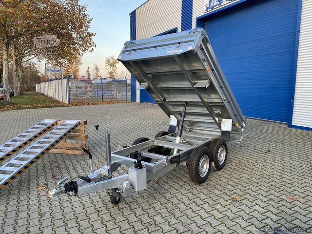 Minigraafmachine met kipperaanhanger en oprijplaten Berger Kraus Minibagger BK950KS im Komplettpaket