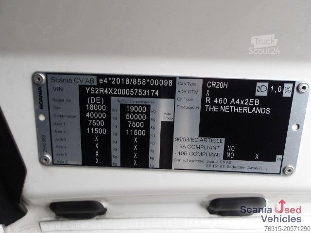 Volumen SZM Scania R 460 EB - MEGA - HIGHLINE - 2x TANKs - ACC