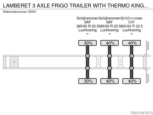 Kølet/frosset transport LAMBERET 3 AXLE FRIGO TRAILER WITH THERMO KING SLX300