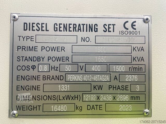 Агрегат Perkins 4012-46TAG2A - 1.650 kVA Generator - DPX-19823-O