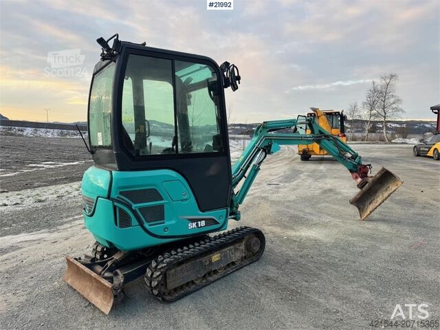 Mini ekskavators Kobelco SK18 Mini excavator w/ Powertilt, 3 buckets, rippe