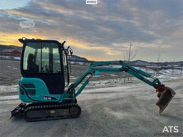 Mini ekskavators Kobelco SK18 Mini excavator w/ Powertilt, 3 buckets, rippe
