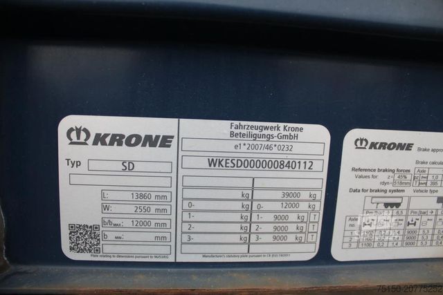 Semi-reboque aberto com lona KRONE SD Tautliner Verbreiterbar LIFT Nr.: 112
