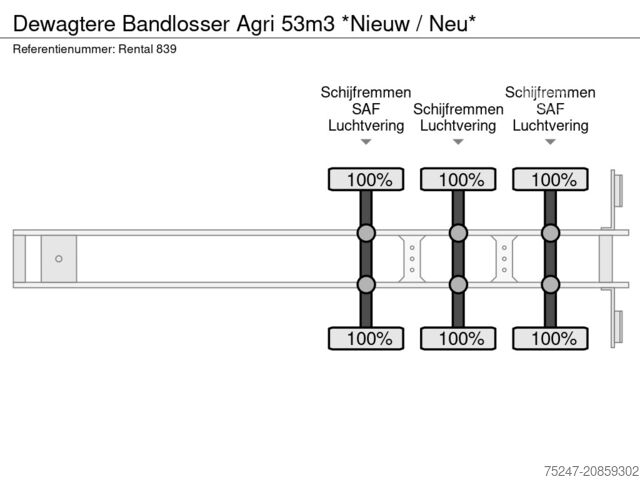Förderbandauflieger Dewagtere Bandlosser Agri 53m3 *Nieuw / Neu*