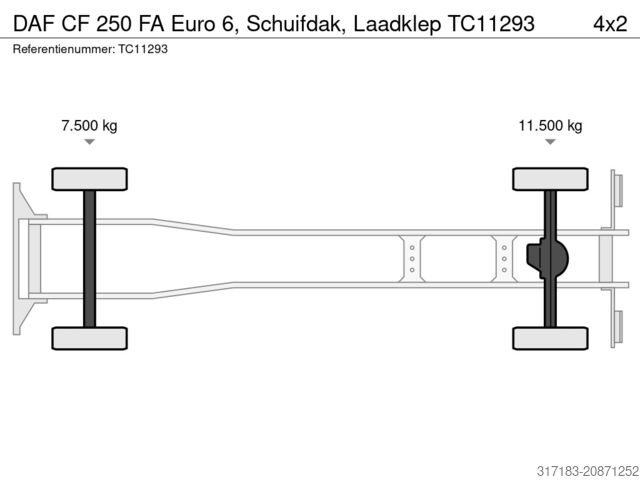 Skjutbar presenning DAF CF 250 FA Euro 6, Schuifdak, Laadklep