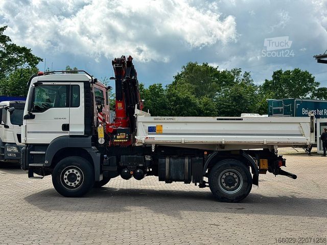 Autocamion basculant tridirecțional MAN 18.430 TGS Kran Fassi F155, Kipper