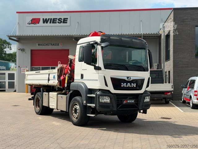 Autocamion basculant tridirecțional MAN 18.430 TGS Kran Fassi F155, Kipper