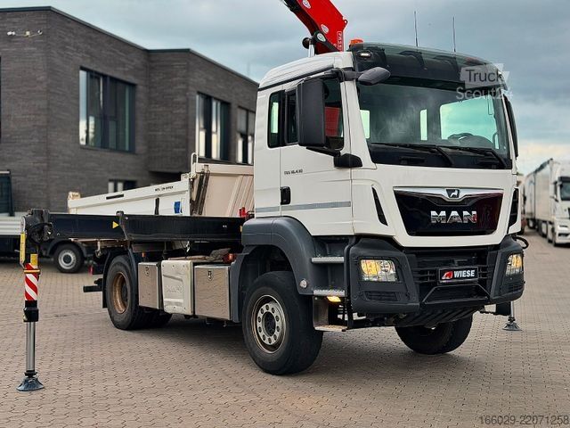 Autocamion basculant tridirecțional MAN 18.430 TGS Kran Fassi F155, Kipper