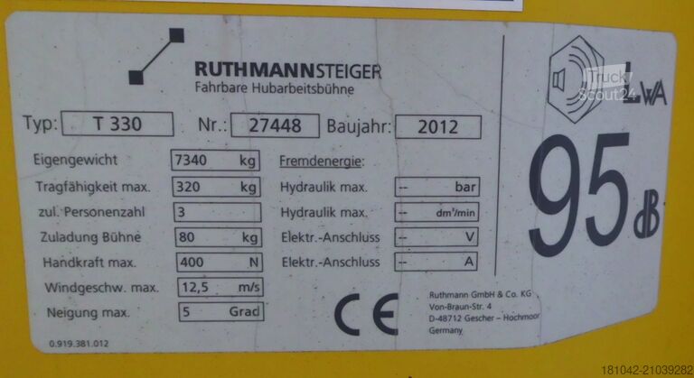 Truck-mounted work platform Ruthmann T 330 (TÜV und UVV neu!)
