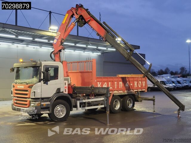 Camion-benne avec grue Scania P340 6X4 HMF 4220 K6 Crane Winch Tipper Full St...