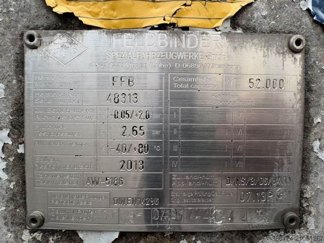 Semi-remorque silo FELDBINDER KIP52*52m³*ADR*Elektrische-Hydraulik*Alu*TÜV*