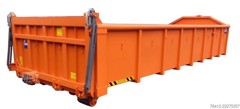 Abrollcontainer A1 Container Normbehälter 15 m³ - Pendelklappe abklappbar - RAL 2011 Tieforange - Abrollcontainer