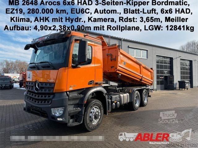 Trojstranný sklápací nákladný automobil MERCEDES-BENZ 2648 Actros 6x6 HAD 3-S. Kipper Bordmatic