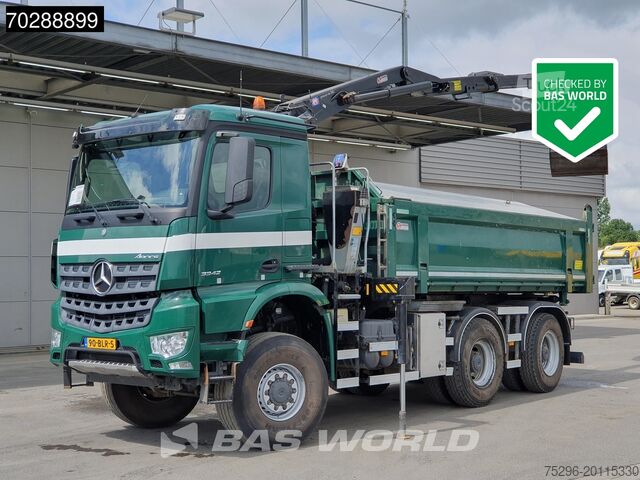 Camion-benne avec grue Mercedes Arocs 3342 Arocs 6X6 NL-Truck HMF 1643 Z-Crane ...