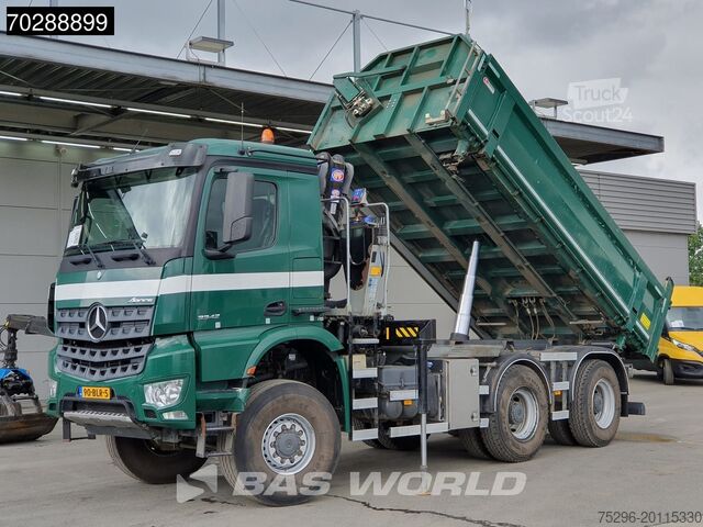 Camion-benne avec grue Mercedes Arocs 3342 Arocs 6X6 NL-Truck HMF 1643 Z-Crane ...
