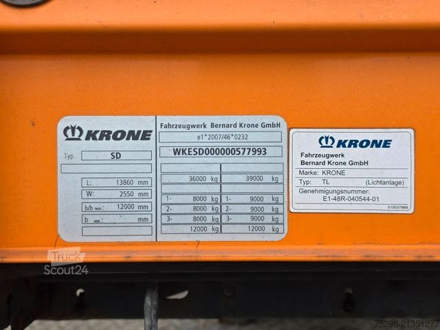 Atvērta puspiekabe ar tentu KRONE SD / Hubdach / EDSCHA / Mega / Liftachse