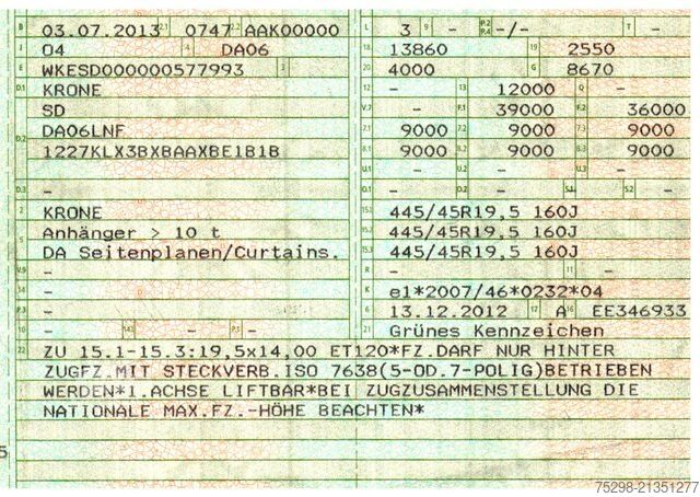 Atvērta puspiekabe ar tentu KRONE SD / Hubdach / EDSCHA / Mega / Liftachse