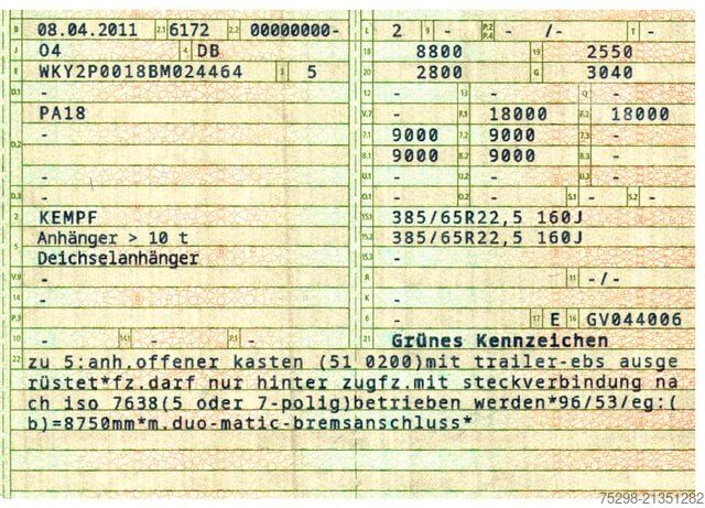 Atvira priekaba KEMPF PA18 / Baustoff / 40 mm