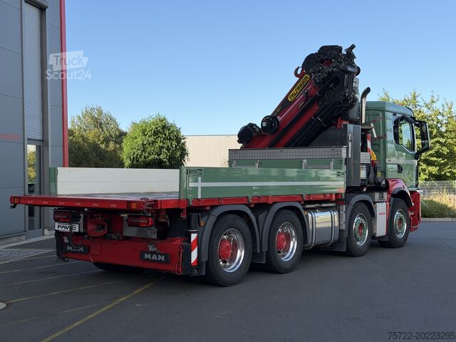 Vrachtwagen met dieplader (open) MAN TGS 41.510 8x4 mit Palfinger 58002 TEC7