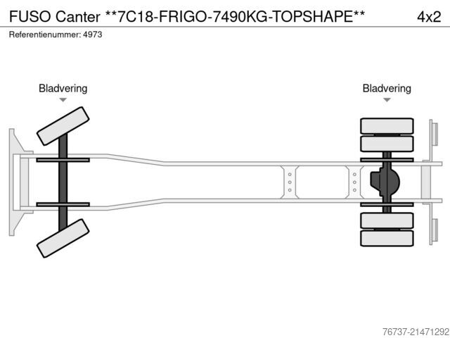 Kyld/fryst transport FUSO Canter **7C18-FRIGO-7490KG-TOPSHAPE**