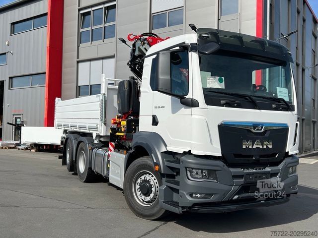 Τρίπλευρο ανατρεπόμενο φορτηγό MAN TGS 26.440 6x2H-4 KRAN FASSI F195A.2.24