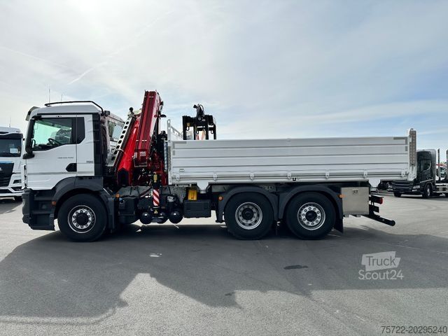 Τρίπλευρο ανατρεπόμενο φορτηγό MAN TGS 26.440 6x2H-4 KRAN FASSI F195A.2.24