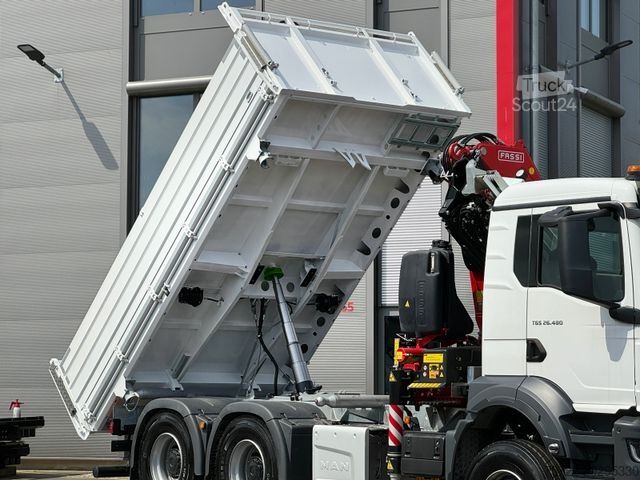 Τρίπλευρο ανατρεπόμενο φορτηγό MAN TGS 26.480 6x4 Krankipper Fassi/SOFORT VERFÜGBAR