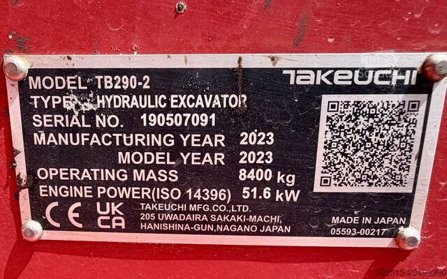 Minigraver Takeuchi TB 290-2 CV V4