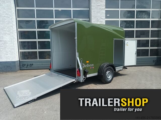 Koffer aanhanger Cheval Liberté Debon Poly Cargo 1300 grün Seitentür Ram