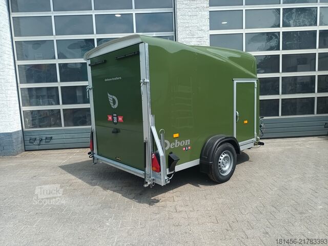Koffer aanhanger Cheval Liberté Debon Poly Cargo 1300 grün Seitentür Ram