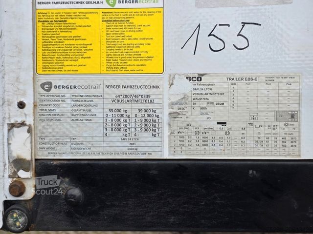 Отворено полуремарке с брезент BERGER SAPL 24 / Coilmulde / 5.450 kg