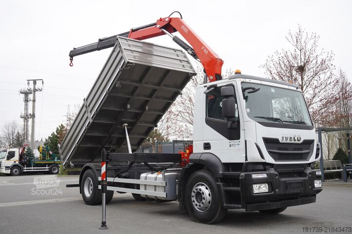 Trijų pusių savivartis Iveco Stralis 19.310 E6 4x2 / Fassi F155A.0.22