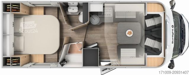 Autorulotă semi-integrată SUNLIGHT Adventure T 69LC 8G Combi 6E SAT TV Heckstützen