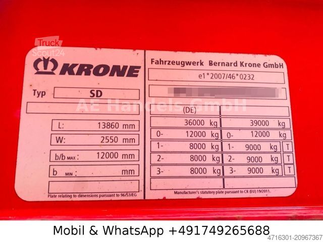 Semi-remorque bâchée KRONE SD *Palletenkasten|Liftachse|Edscha|Tautliner