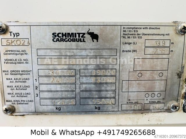 Semi-remorque fourgon SCHMITZ CARGOBULL SKO24 Isoliert Koffer 91m³|Rolltor|Liftachse