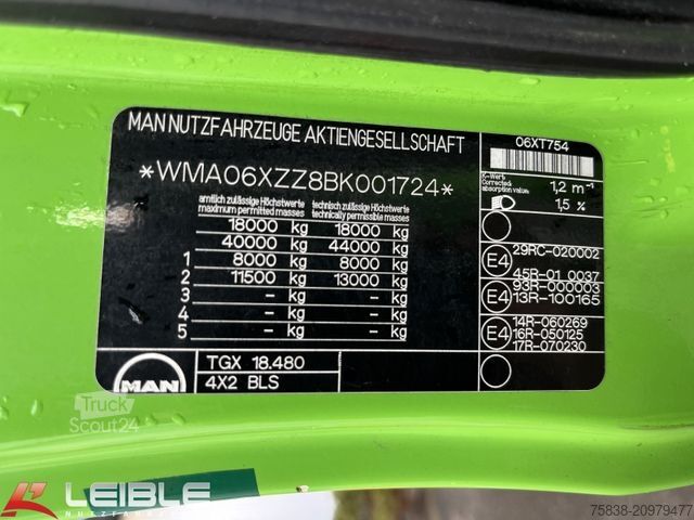 Standaard trekker MAN TGX 18.480 BLS*2xTank*Standklima*Leder*Intarder*