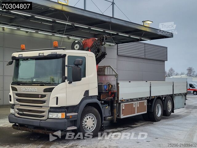 Plateau de chargement Scania P360 P 6X2 HMF 1820-K4 Crane rotator Lift+steer...