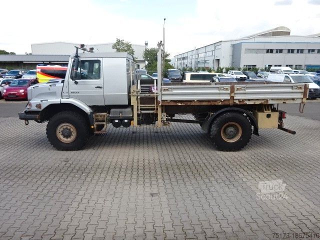 Ciężarówka z płaską platformą MERCEDES-BENZ Zetros 1833 4x4 Pritsche AHK Standhzg Automatik