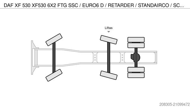 Standard trækkerunit DAF XF 530 XF530 6X2 FTG SSC / EURO6 D / RETARDER /