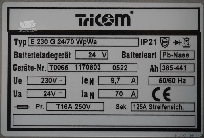 Baterie de stivuitor TRICOM TriCOM XL E 230 G 24/70 WPWa
