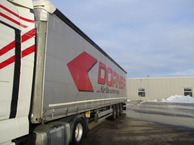 Open semitrailer with tarp SCHMITZ CARGOBULL SCB*S3T, Liftachse, TÜV 07/2026